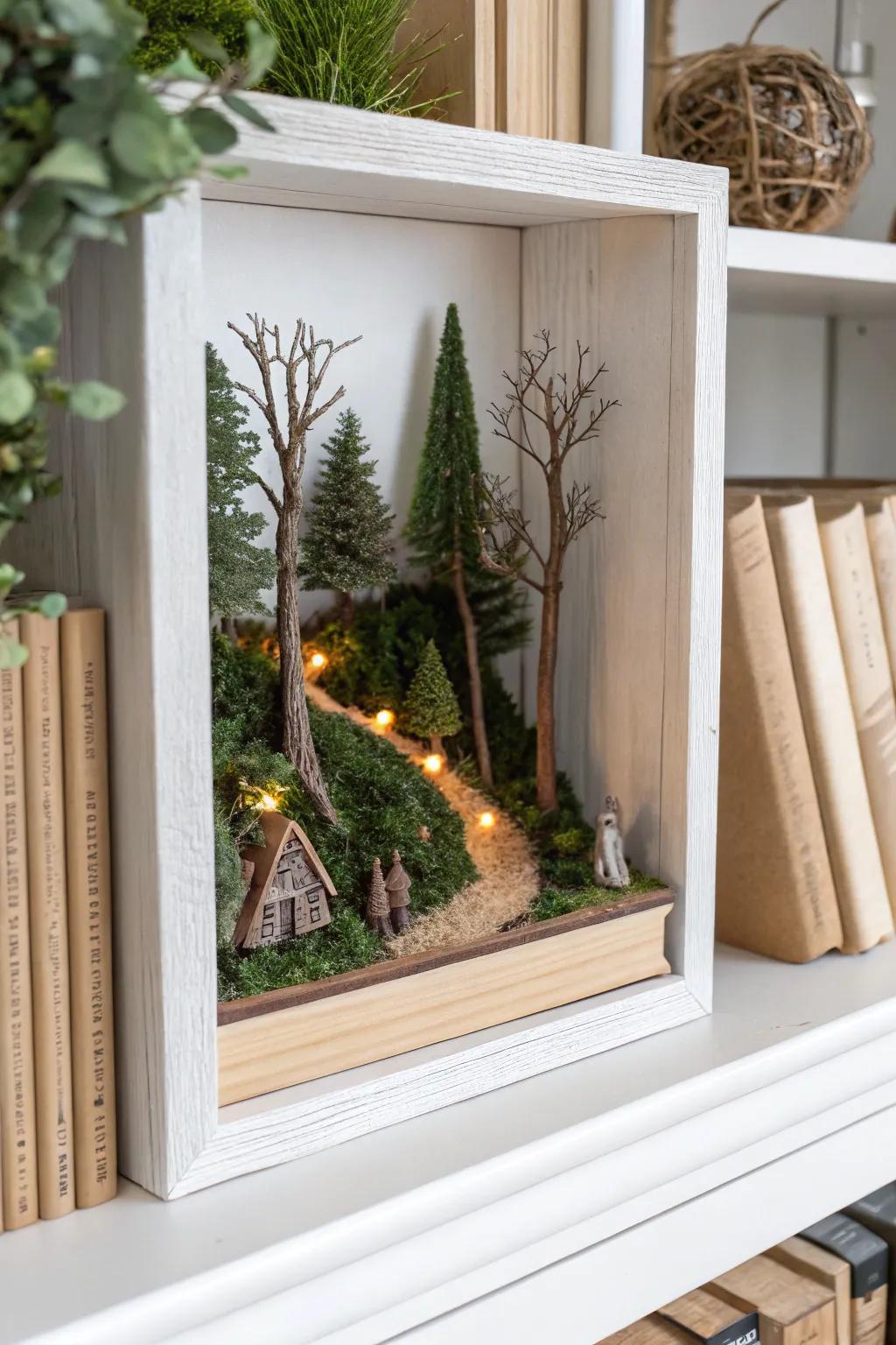 Add a touch of magic to your bookshelf with a handcrafted book nook insert. A perfect blend of minimalist and boho charm!