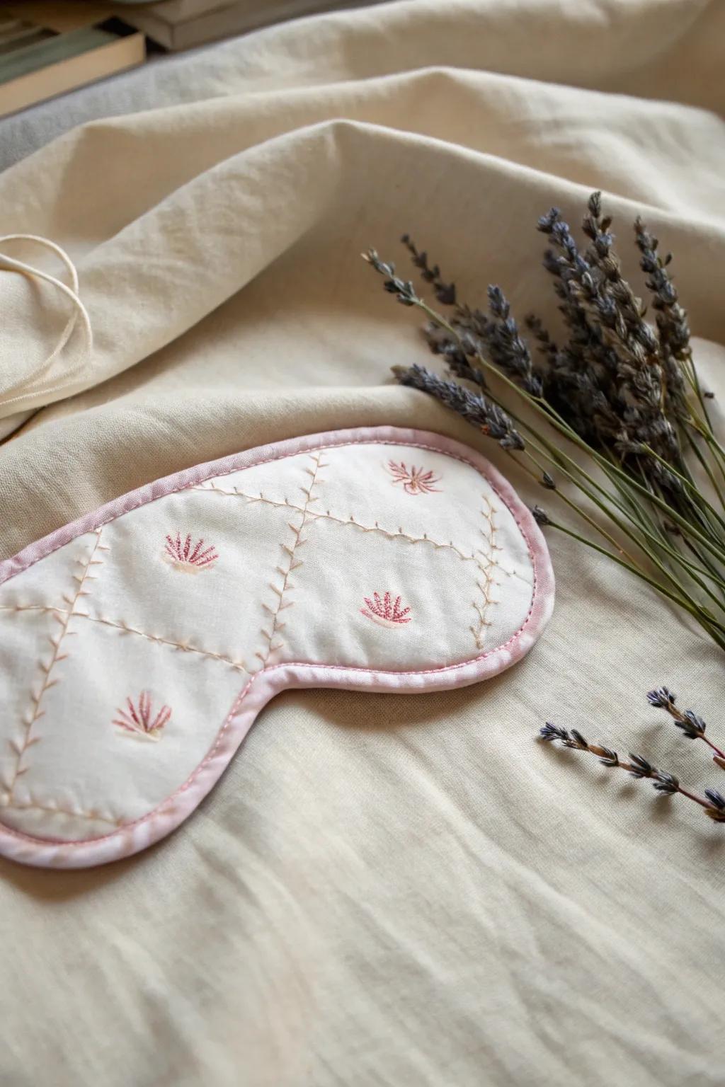 Embrace tranquility with a handcrafted eye mask, your perfect companion for restful travels.
