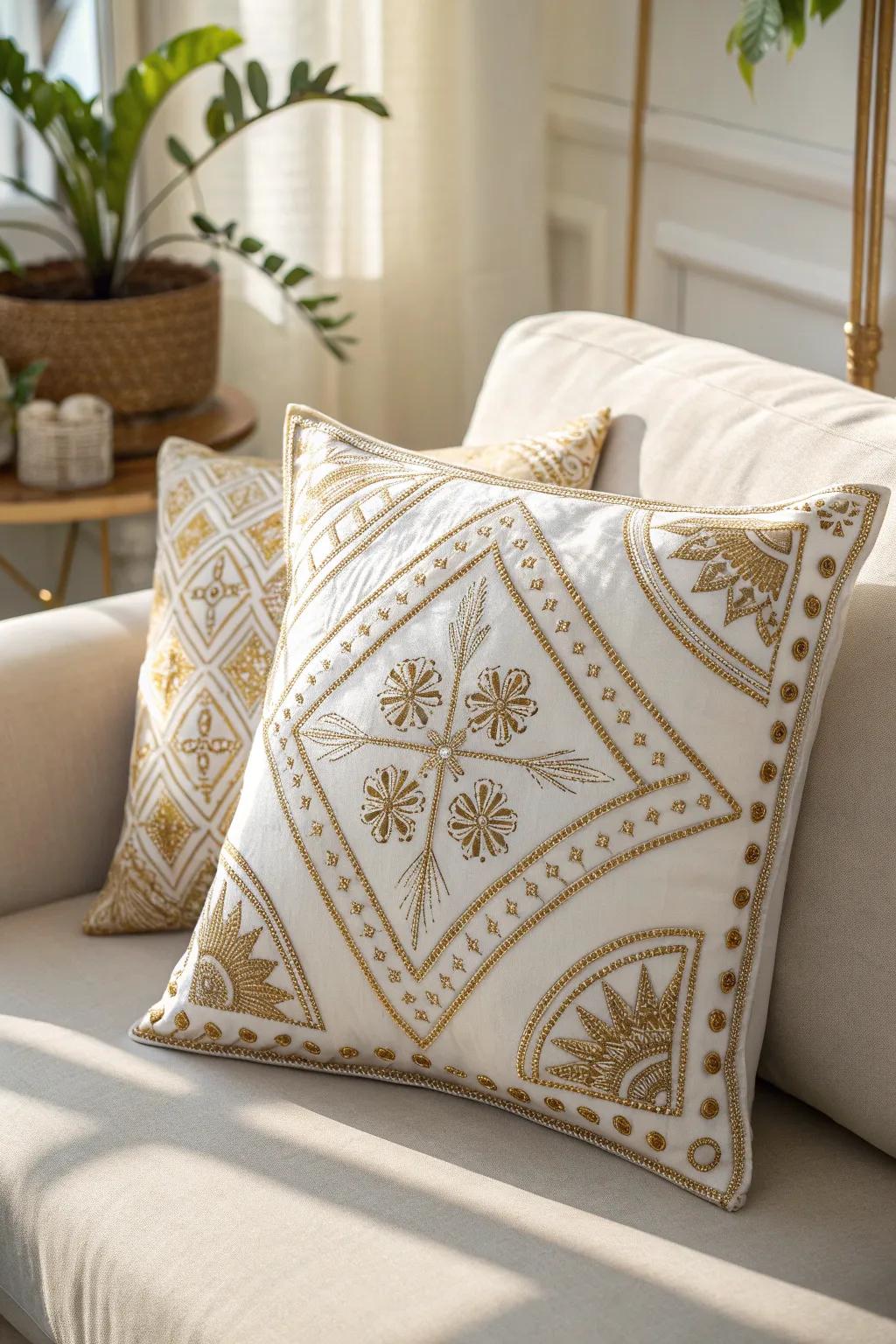 Elevate your living space with the simple elegance of a handcrafted Eid pillow cover, where Scandinavian minimalism meets boho charm.