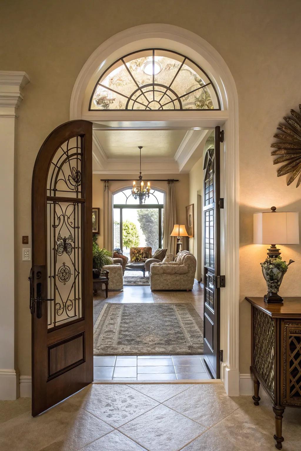 Unique doorways create an inviting and stylish entrance.