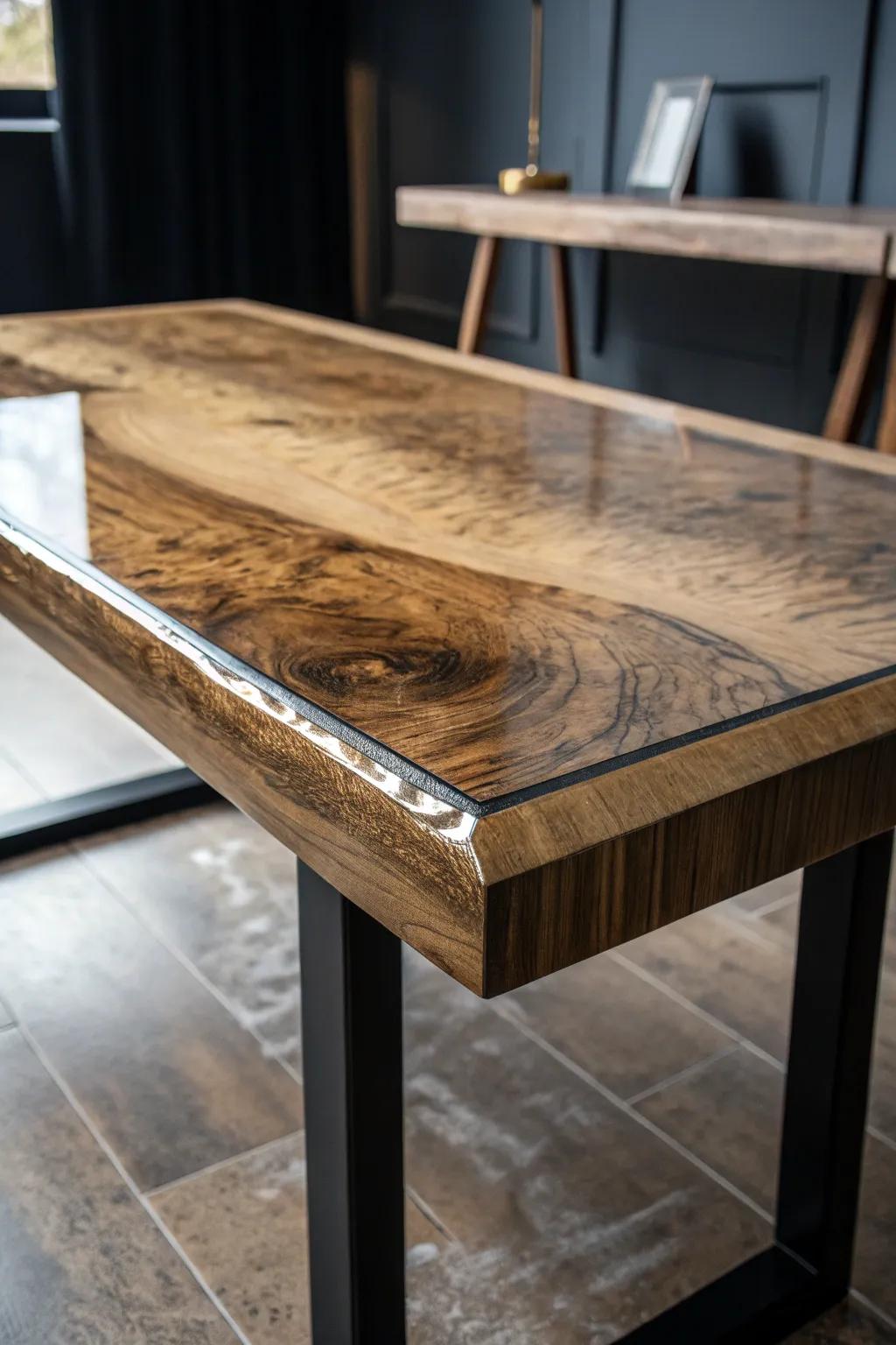 Crystal Clear Elegance: Discover the beauty of simplicity with a stunning epoxy finish that highlights nature's artistry.