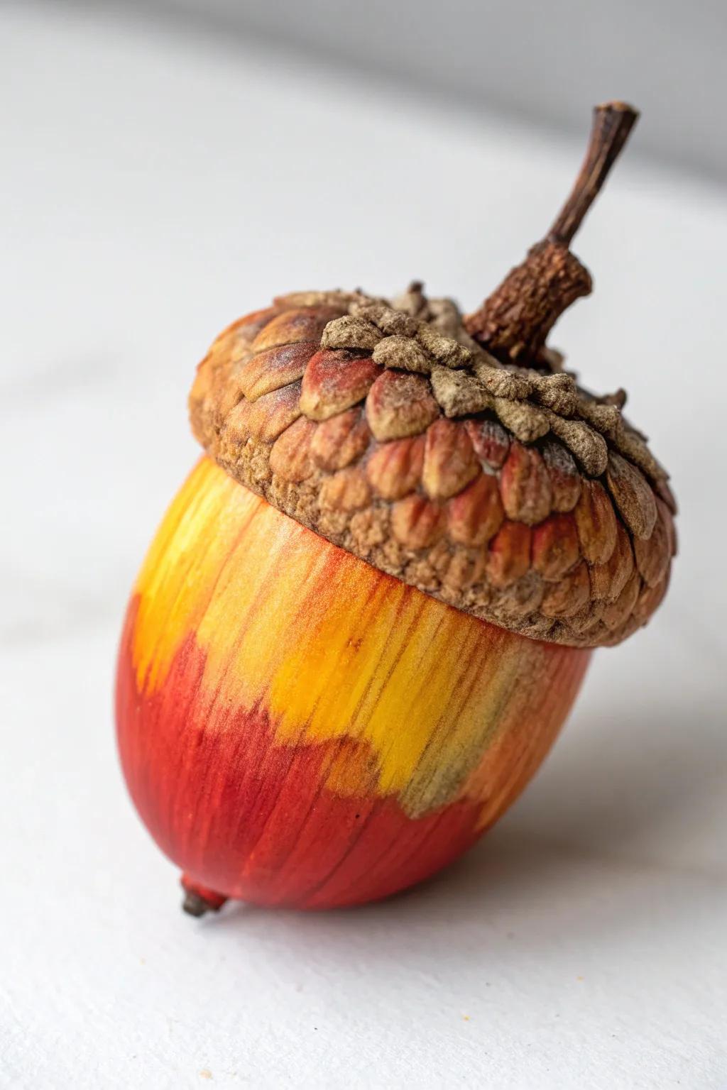 Transform autumn treasures into colorful wonders with painted acorn caps!