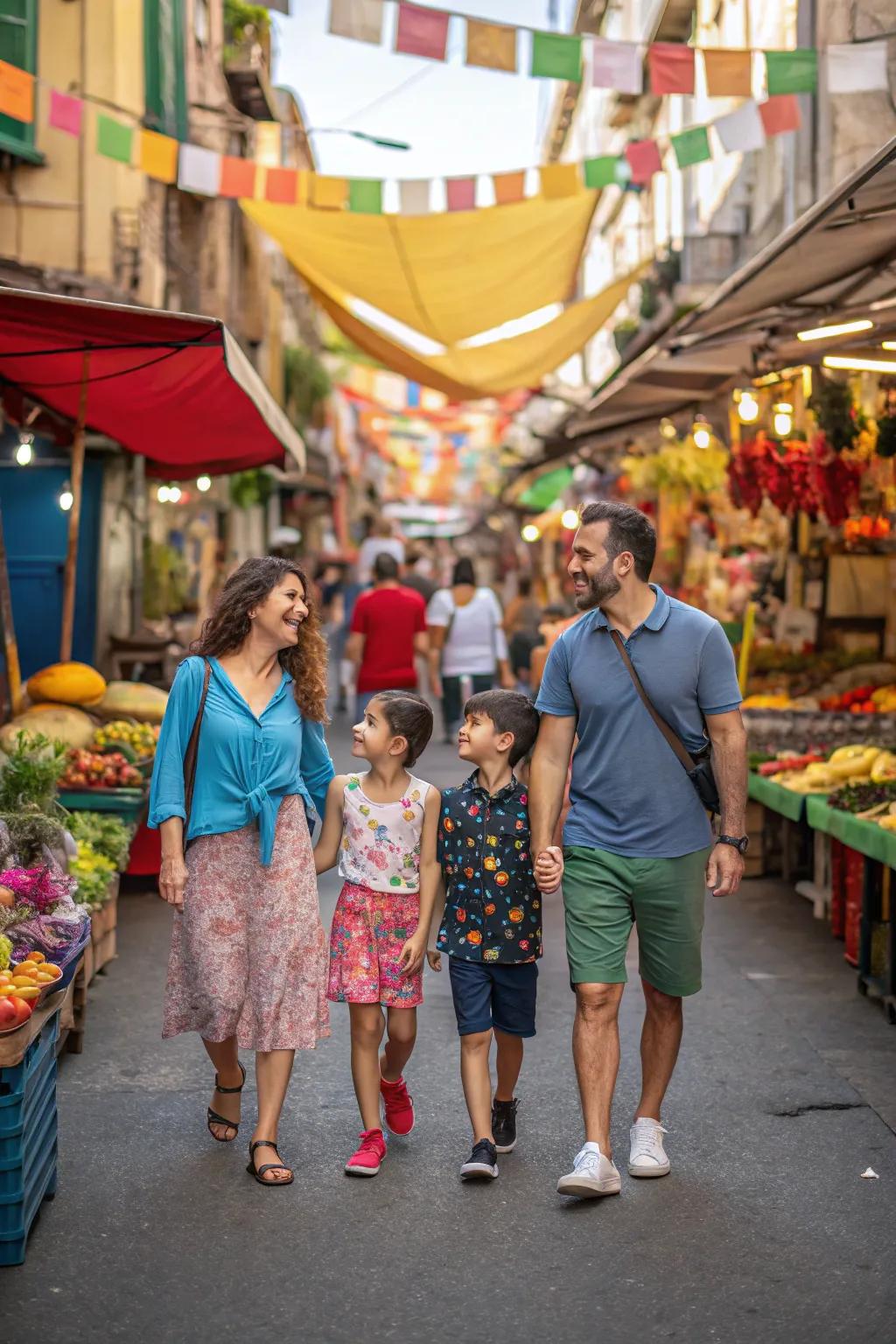 Embrace the vibrancy of a street market backdrop.