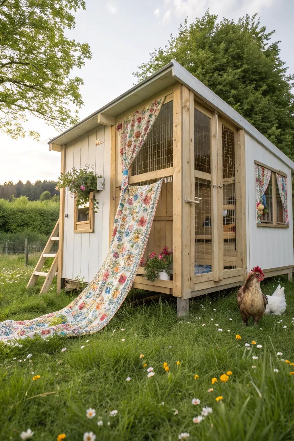 Transform your backyard into a bohemian paradise with this chic and cozy chicken coop design.