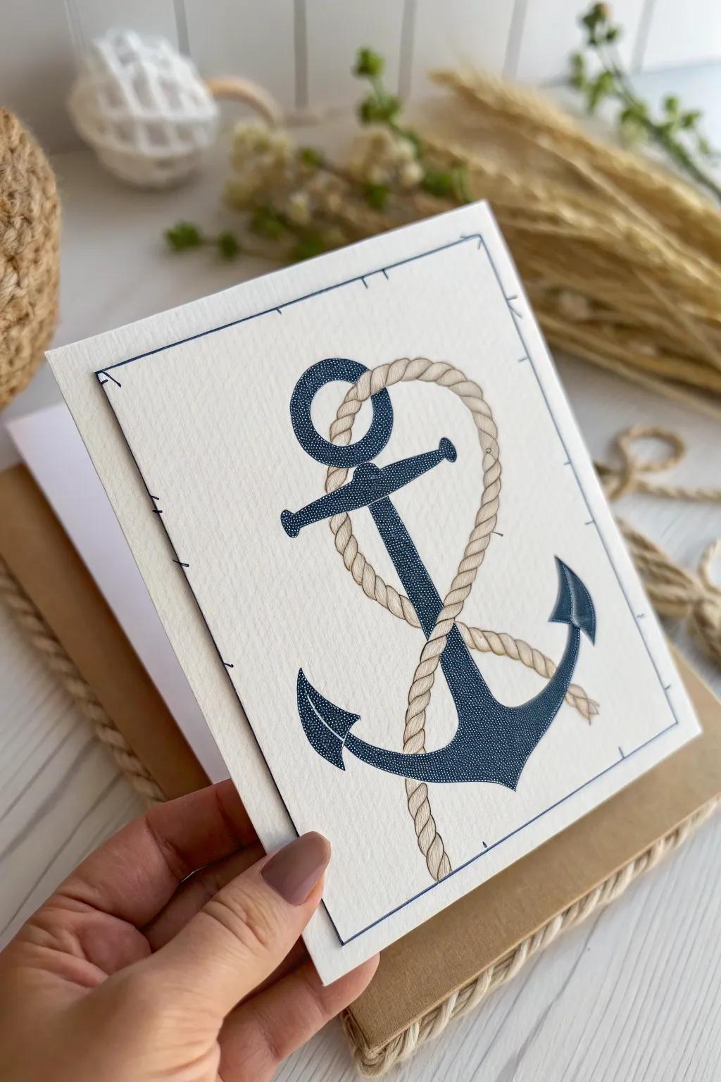 Celebrate Dad's steadfast love with a nautical-themed Father's Day card that exudes minimalist elegance and heartfelt warmth.