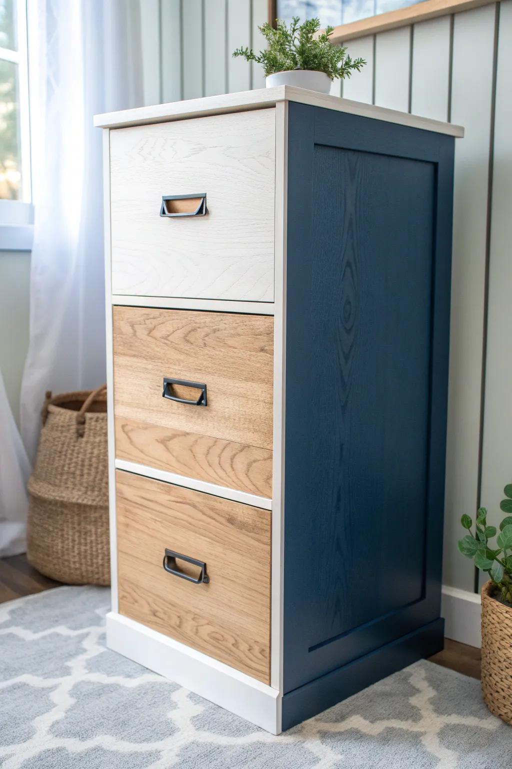 Transform your space with a touch of two-tone elegance. Dive into the depths of navy and the purity of white for a chic, nautical vibe.