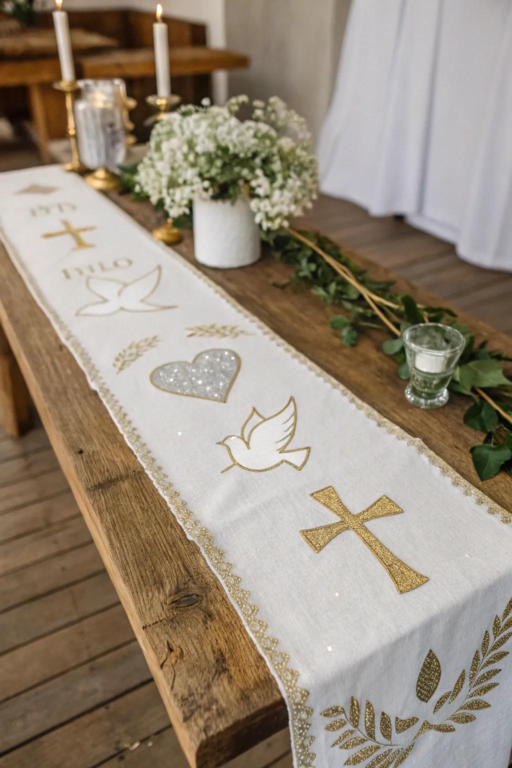Add a touch of magic to your first communion banner with glitter glue highlights.