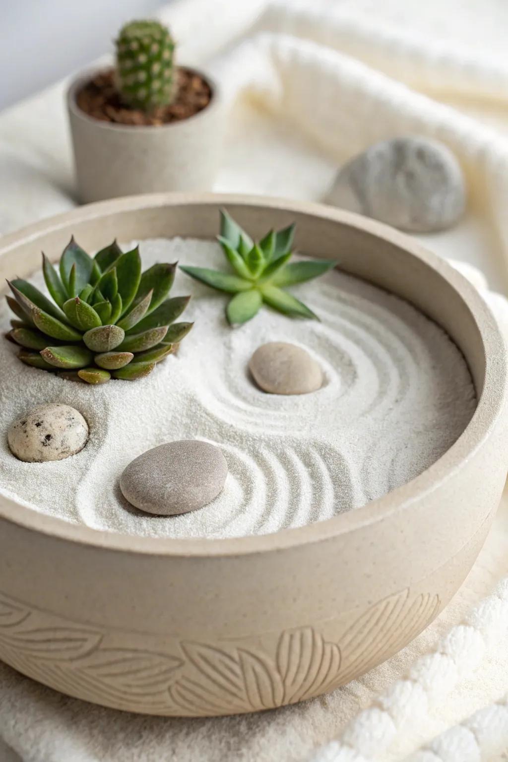 Transform any space into a serene retreat with this Zen garden pot—perfect for stress relief and minimalist beauty.