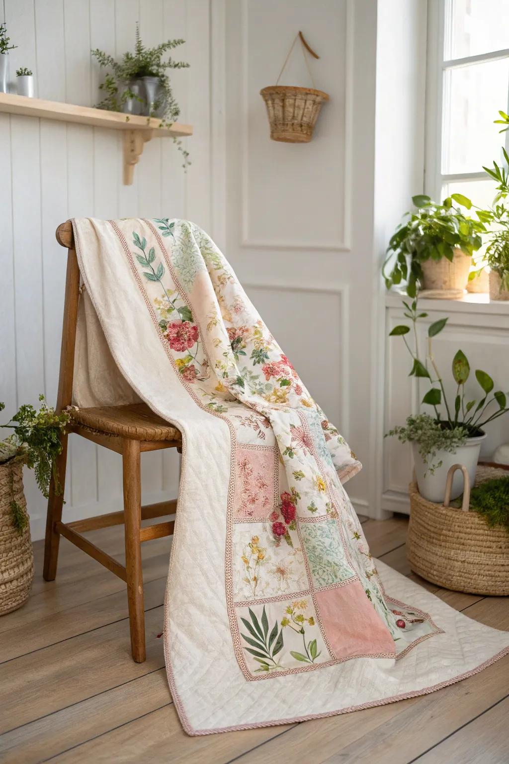 Wrap yourself in the enchanting beauty of a floral medley magic quilt, where every stitch tells a story of nature's elegance.