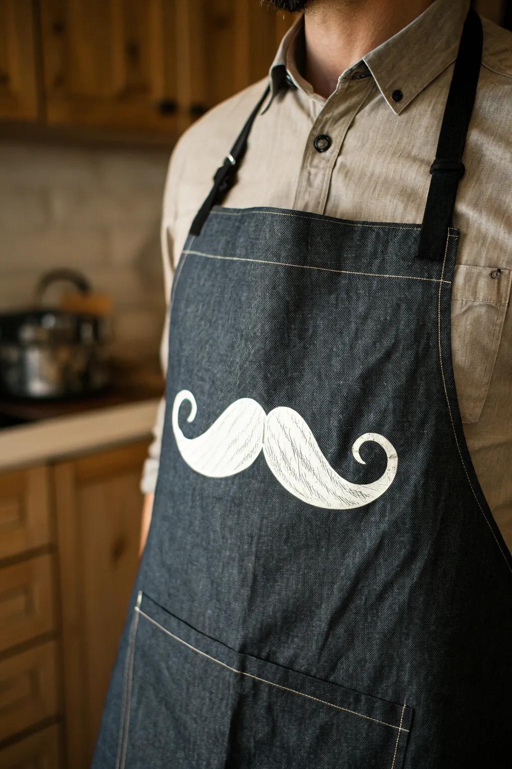 Master the kitchen with humor and style – the Mustache Master apron!