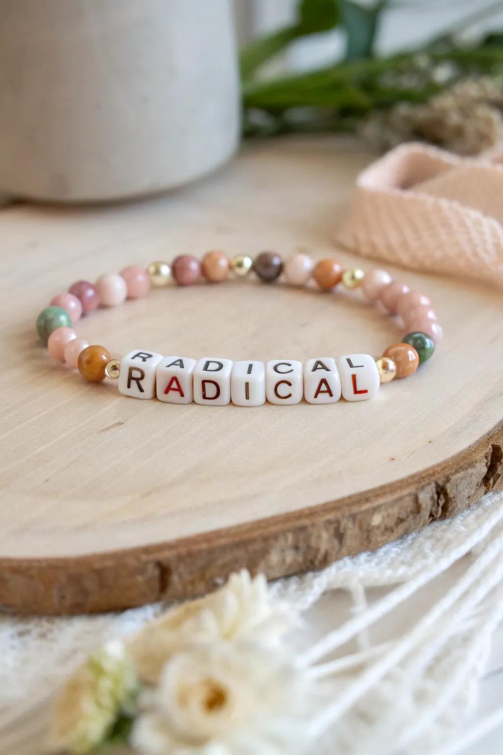Embrace retro charm with a minimalist twist—'Radical' never goes out of style.