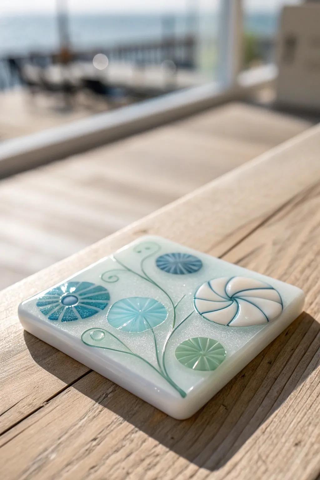 Add a splash of elegance with handcrafted fused glass tiles.