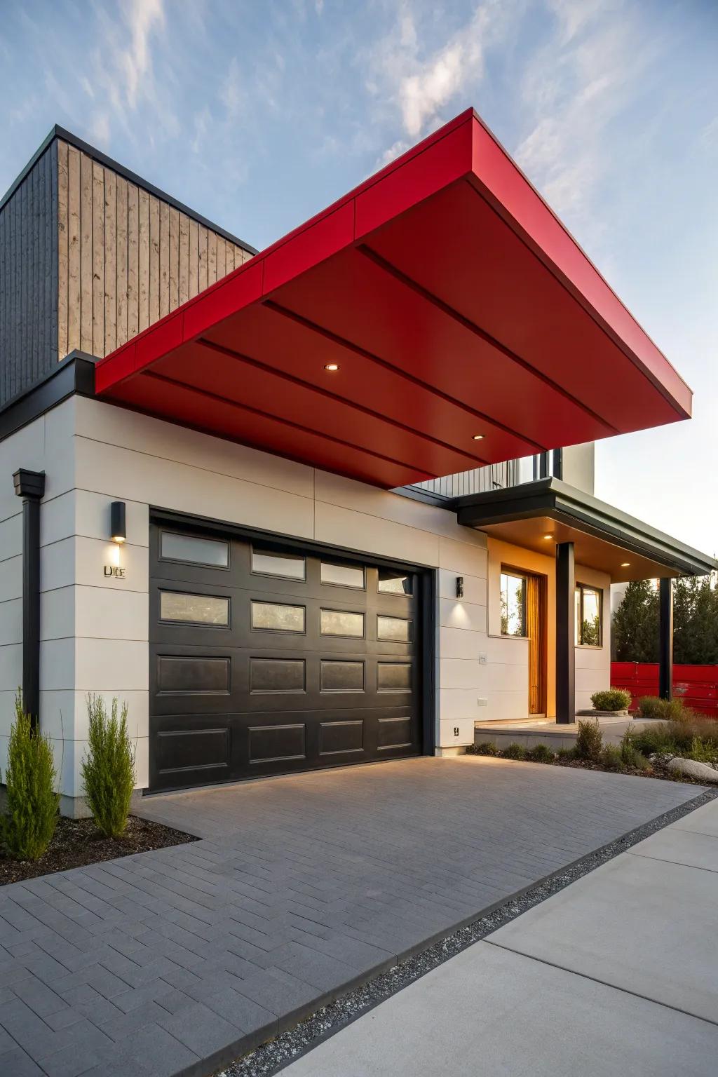 Add a vibrant touch to your home with a bold, colorful eyebrow roof. Transform your garage into a statement piece!