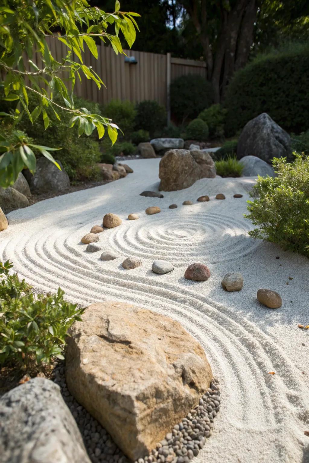 Find serenity in simplicity with this elegant Zen rock garden design.