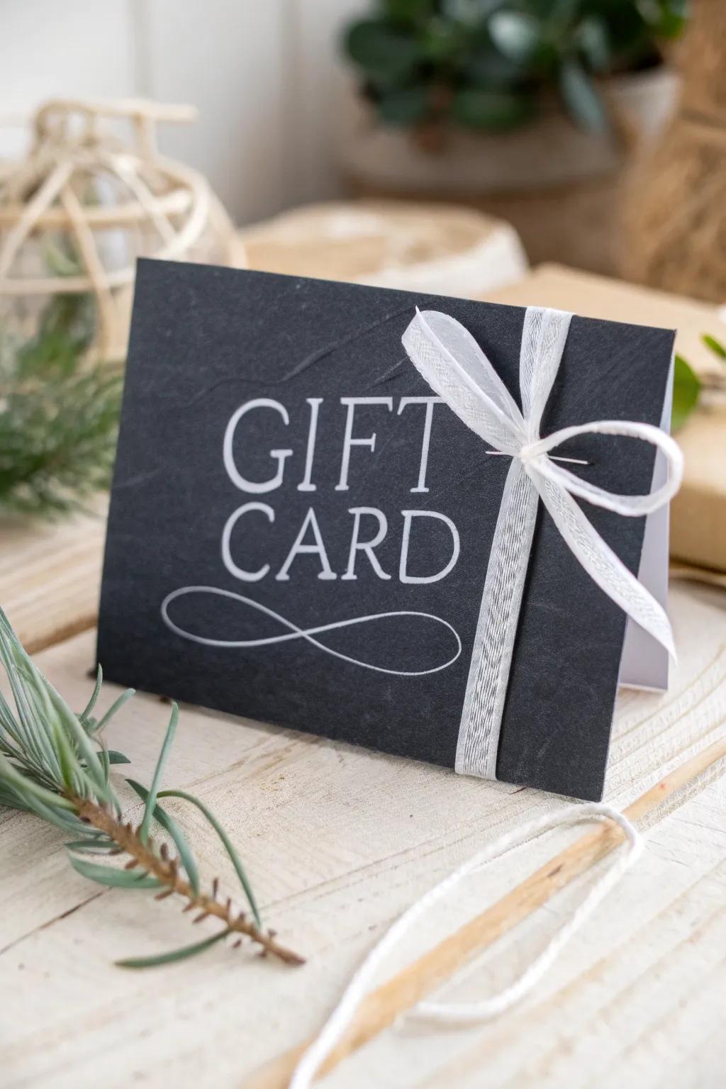 Embrace simplicity and charm with this faux chalkboard gift card wrap, perfect for a personal touch.
