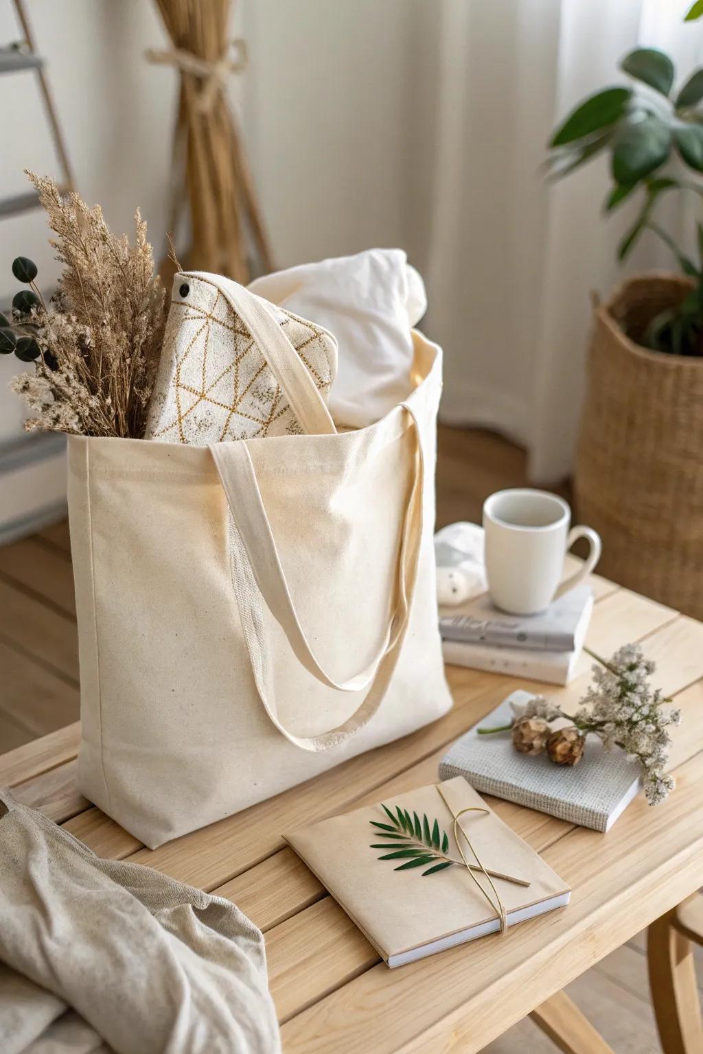 Elevate your gift-giving with a chic, reusable tote bag – a thoughtful touch for the eco-conscious.