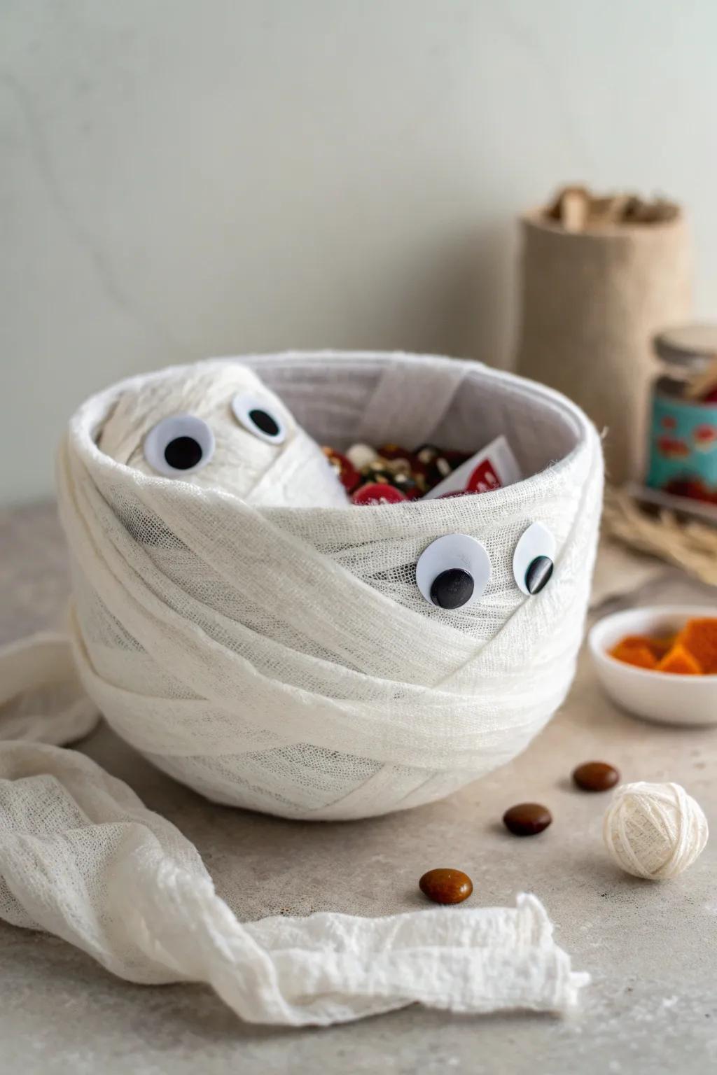 Wrap your Halloween in minimalist charm with this delightful Mummy Bowl!