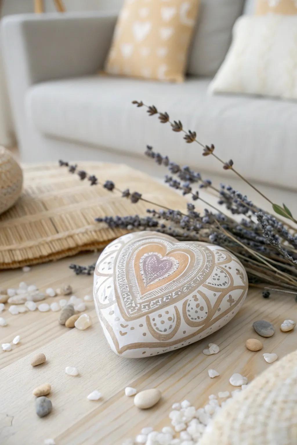 Embrace tranquility with this zen-inspired heart rock, a perfect blend of minimalism and artistry.