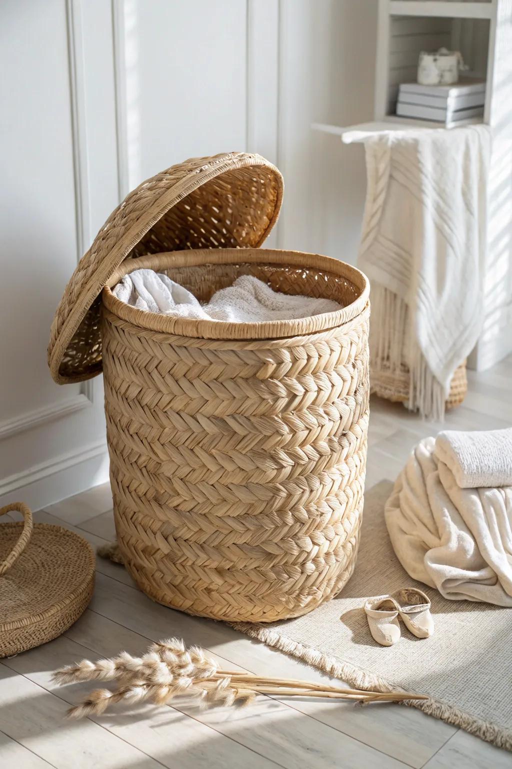 Discover the beauty of simplicity with this portable hamper haven – a chic brooder solution for tight spaces.