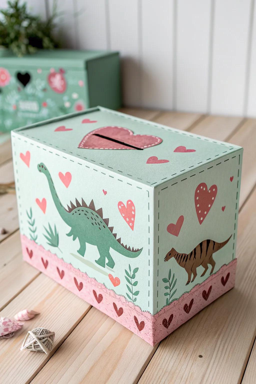 Join the Dino Parade: A whimsical Valentine box combining Scandinavian minimalism with a playful boho twist.