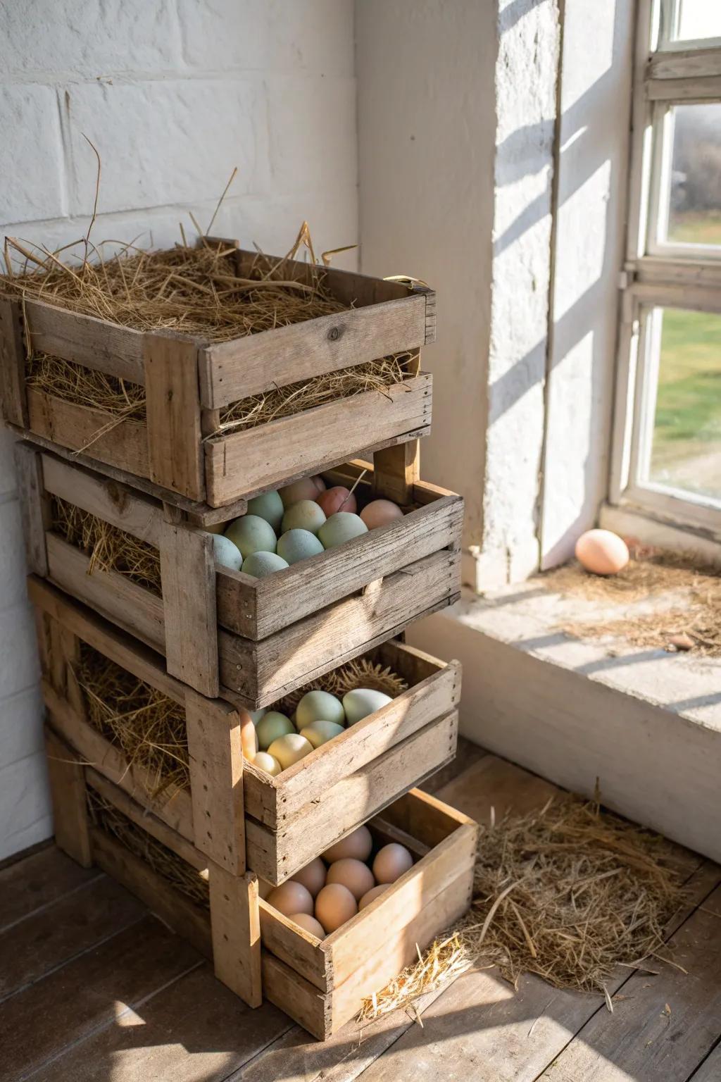 Transform your barn with these charming DIY milk crate nesting boxes – where simplicity meets style!