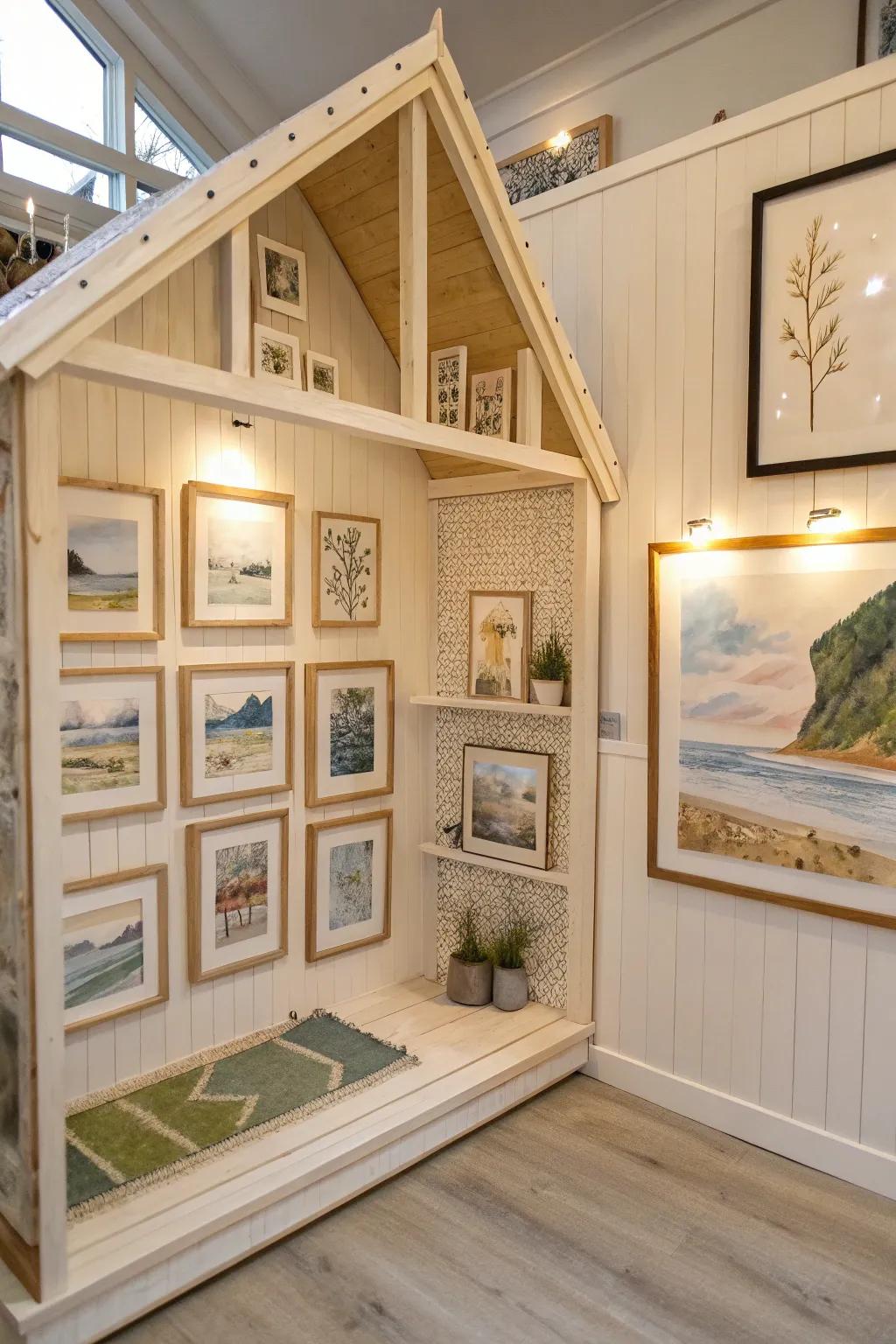 Transform your dollhouse into an art lover's paradise with a curated miniature gallery wall.