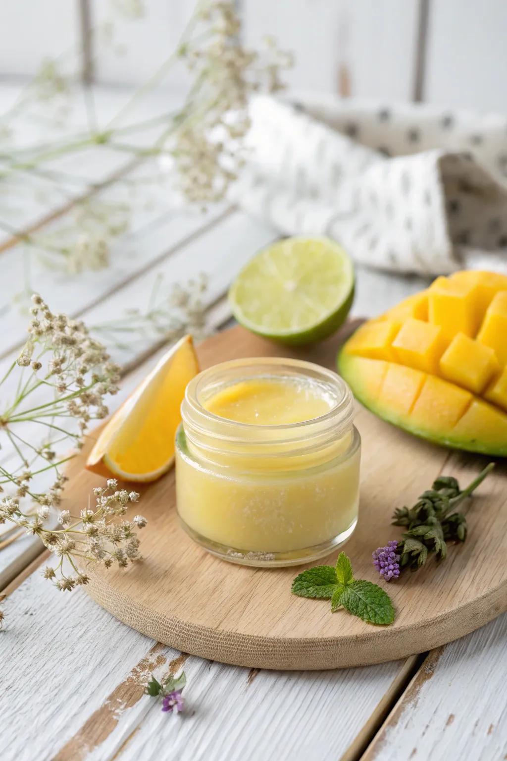 Embrace a tropical escape with this Exotic Mango Lip Balm!