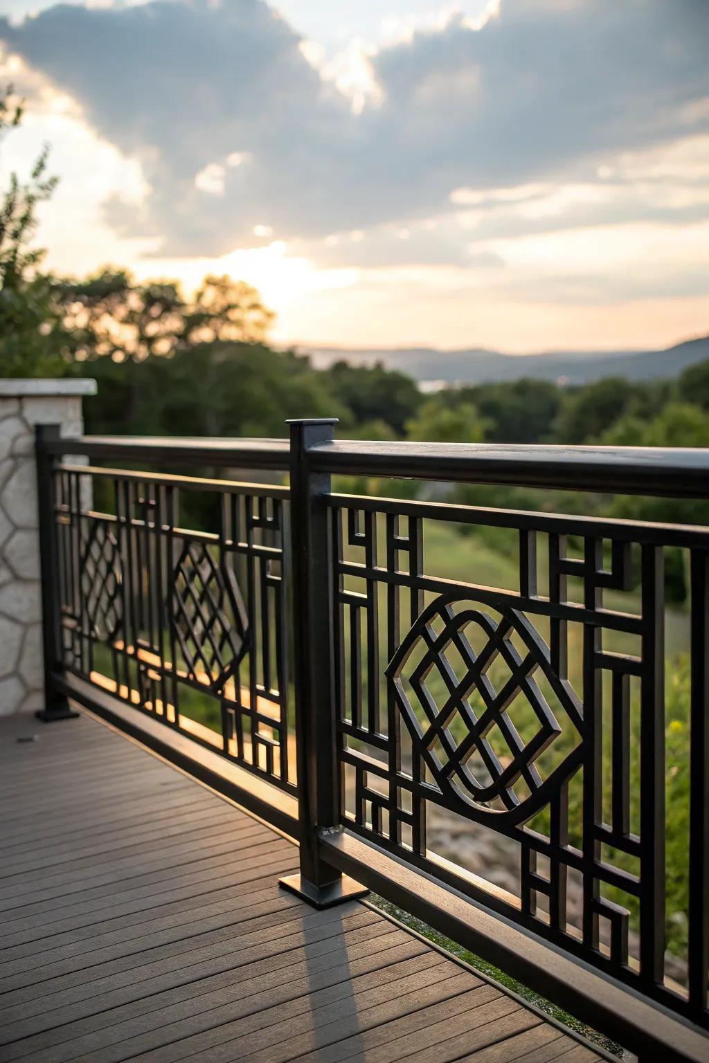 Elevate your outdoor space with a statement-making decorative panel railing.