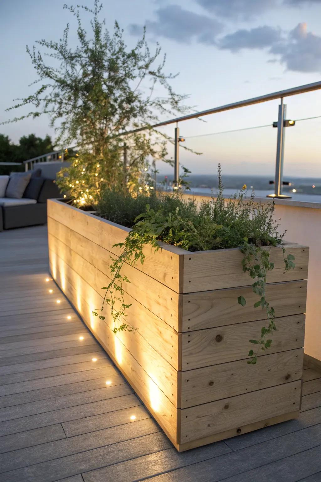 Transform your garden into a magical sanctuary with solar-lit planter boxes.