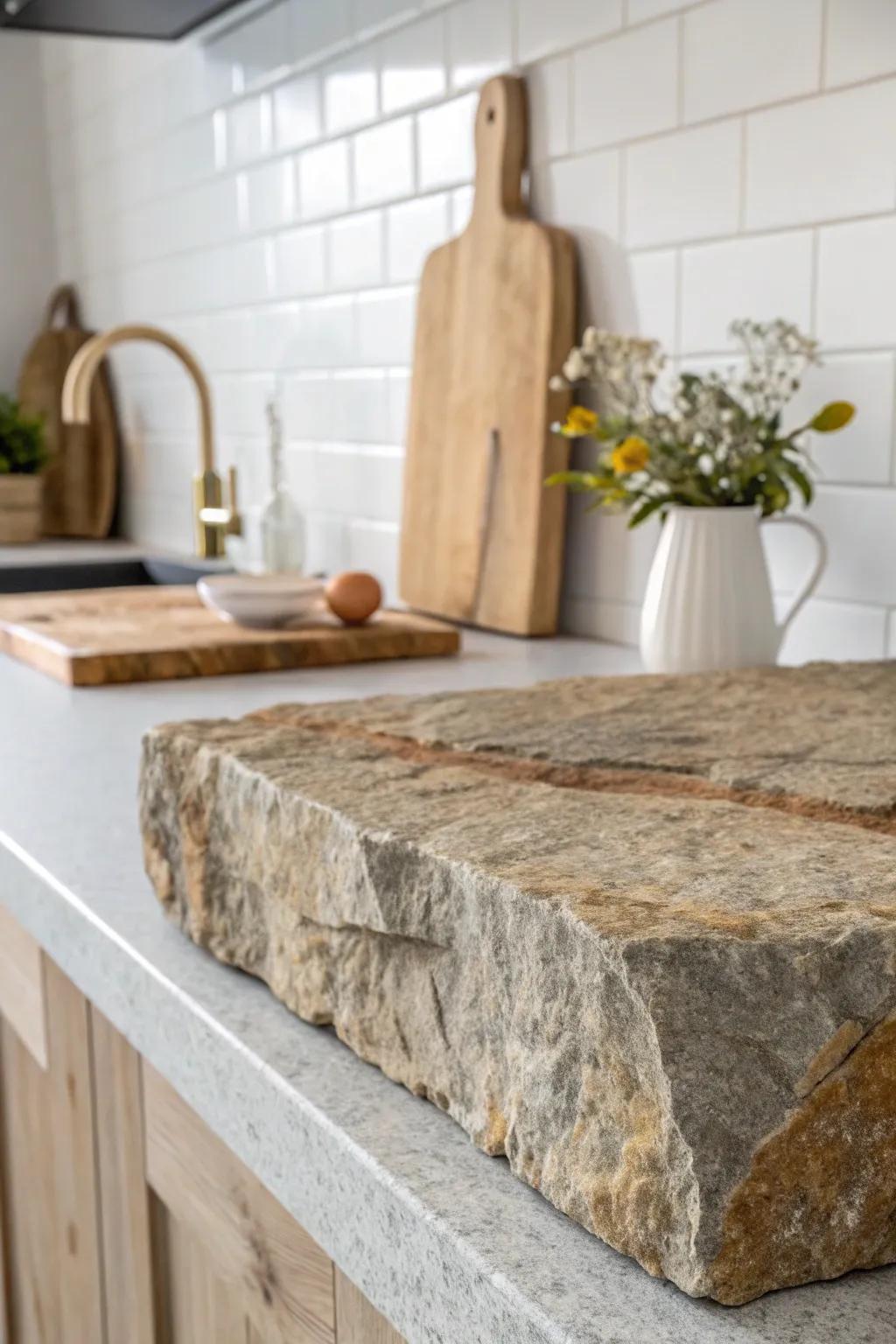 Embrace the rustic elegance of rugged raw stone countertops for a naturally beautiful kitchen upgrade.