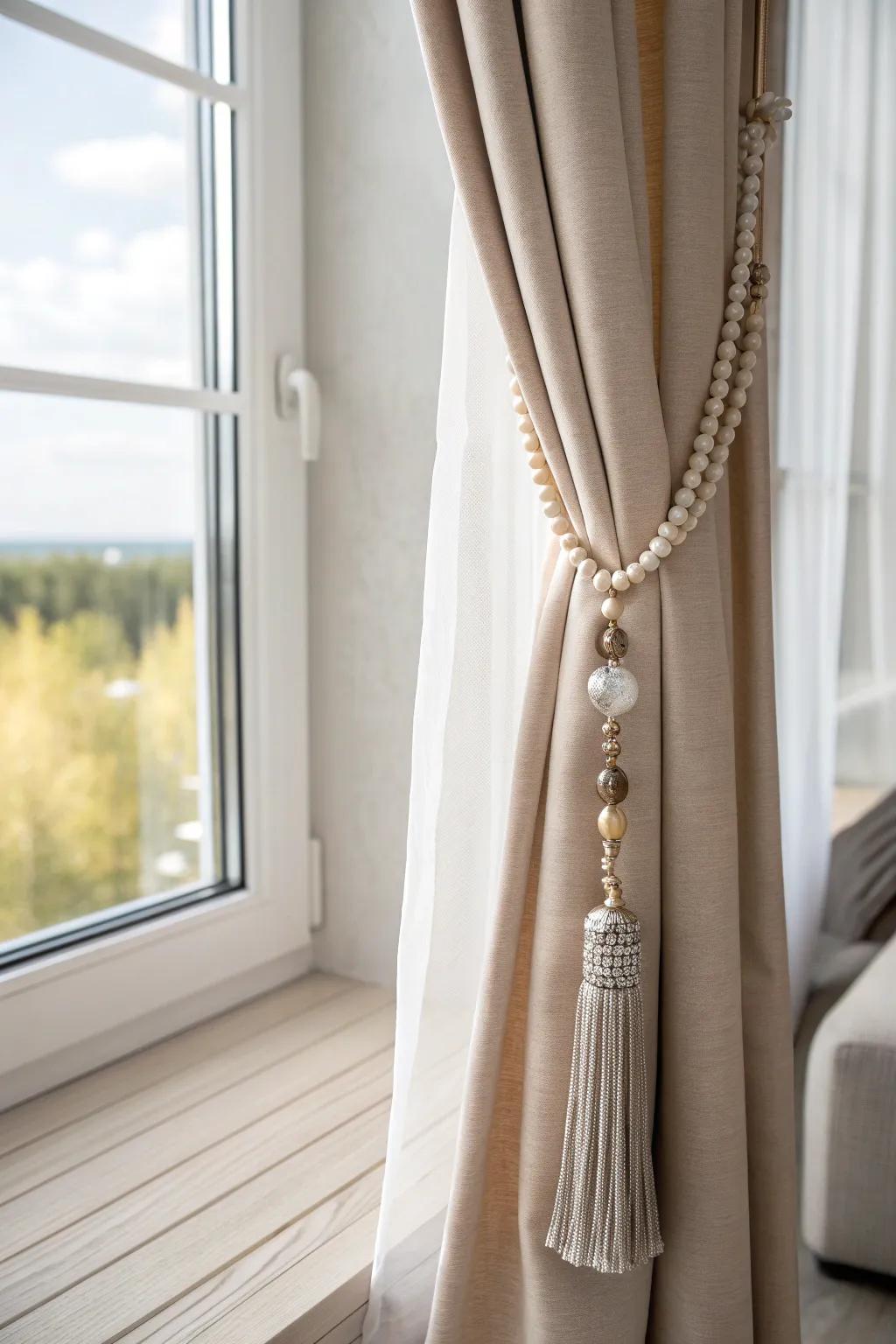 Elevate your living space with luxurious jewelry curtain tiebacks for a touch of elegance and natural beauty.