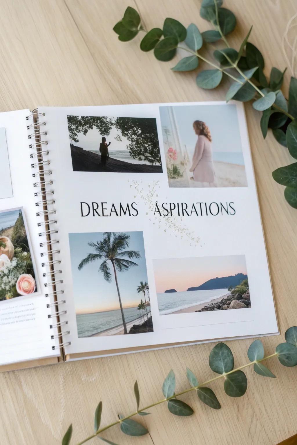 Capture your dreams and goals with a minimalist vision board—let your journal be the canvas for your aspirations.
