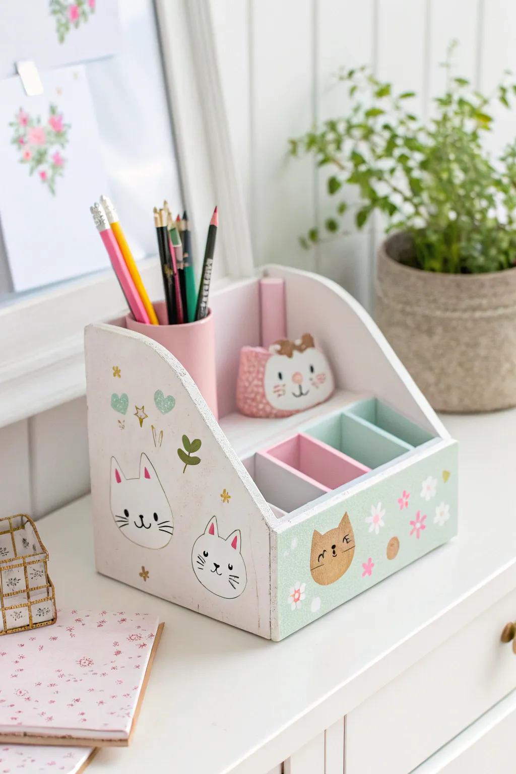 Transform your workspace into a kawaii haven with this charming desk organizer!