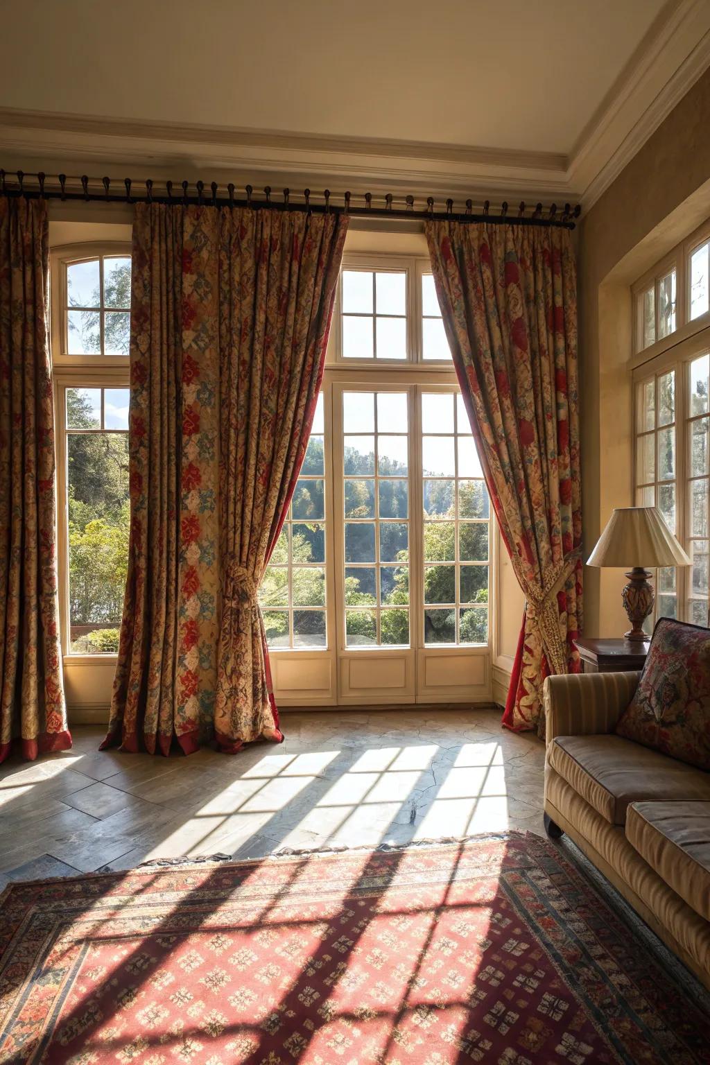 Bold drapery adds color and personality.