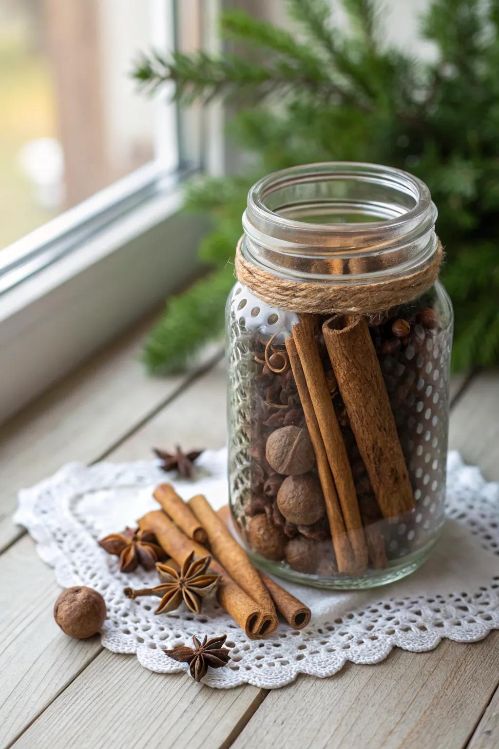 Embrace the festive spirit with a handcrafted spice blend gift, beautifully captured in minimalist elegance.