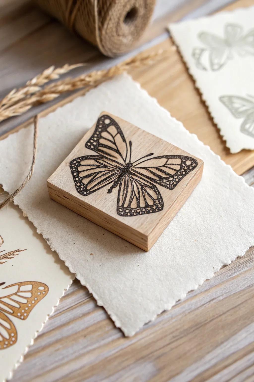 Embrace the art of simplicity with handcrafted monarch butterfly stamps, perfect for adding a touch of elegance to your stationery.