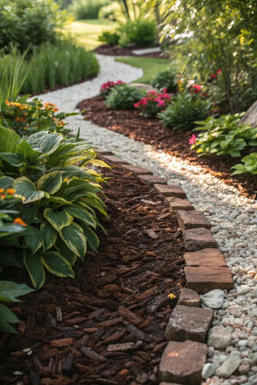 Transform your garden path with seasonal mulch for a fresh, dynamic look all year round.