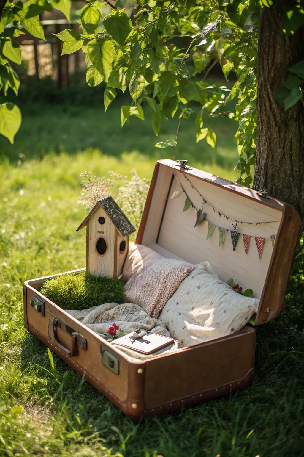 Turn nostalgia into nature: Discover the charm of a suitcase sanctuary.