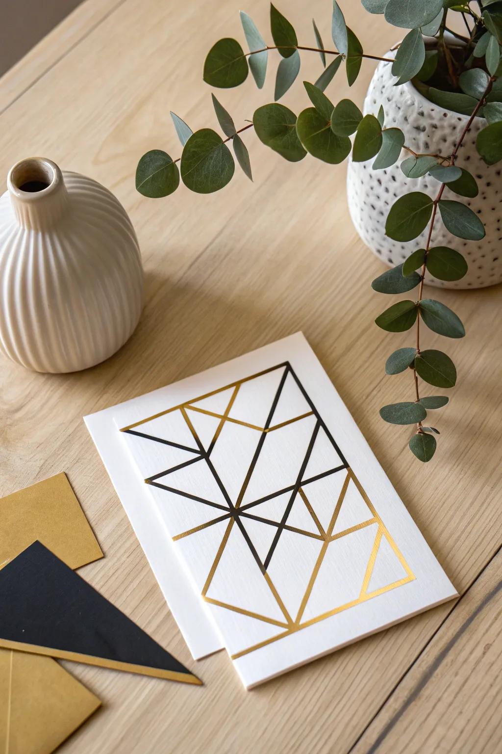 Embrace the elegance of simplicity with this minimalist geometric New Year card.