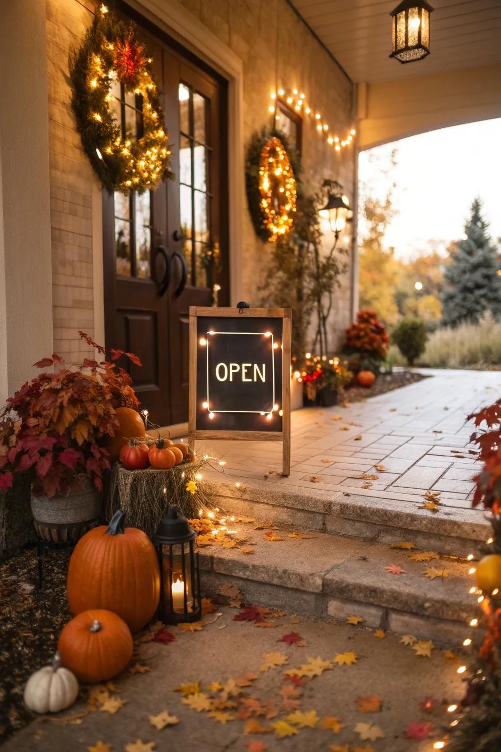Celebrate the seasons with a dynamic open sign.