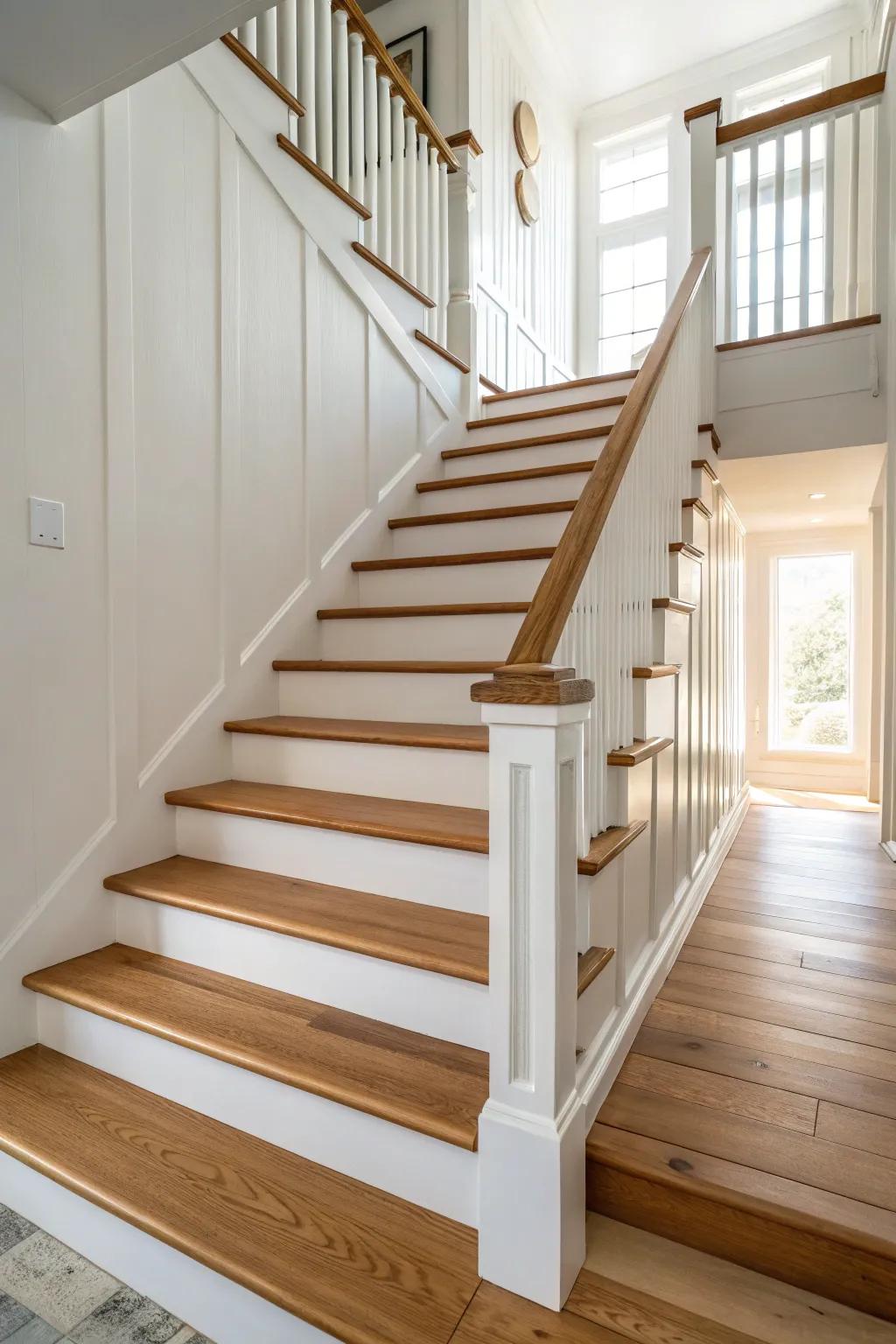 Elevate your home with the timeless elegance of wood and white.