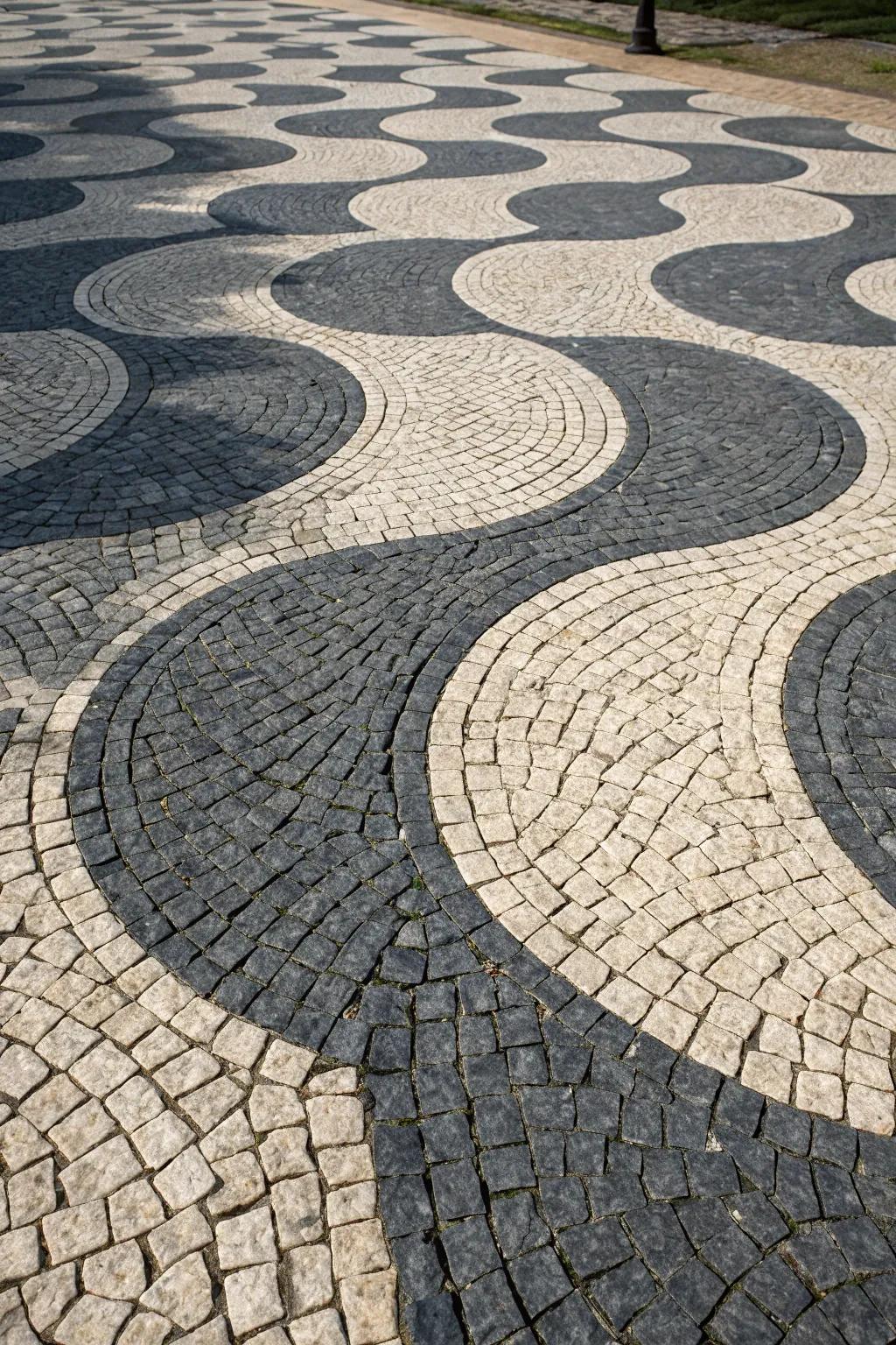 Ride the wave of elegance with this dynamic paver pattern.
