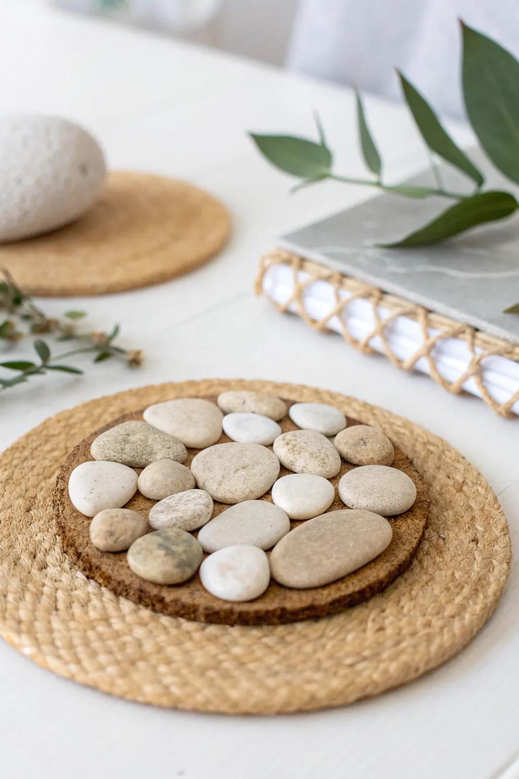 Elevate your table setting with the serene elegance of pebble art coasters, where nature meets craftsmanship.