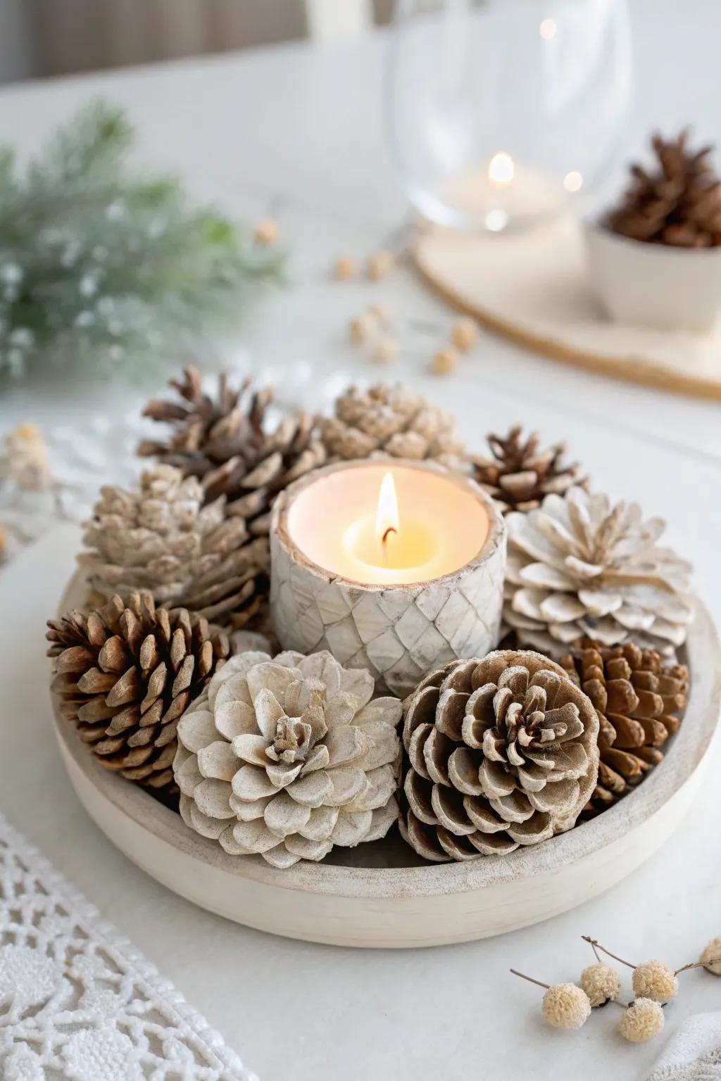 Embrace cozy elegance with pinecone flower candle holders that bring warmth and artistry to your home.
