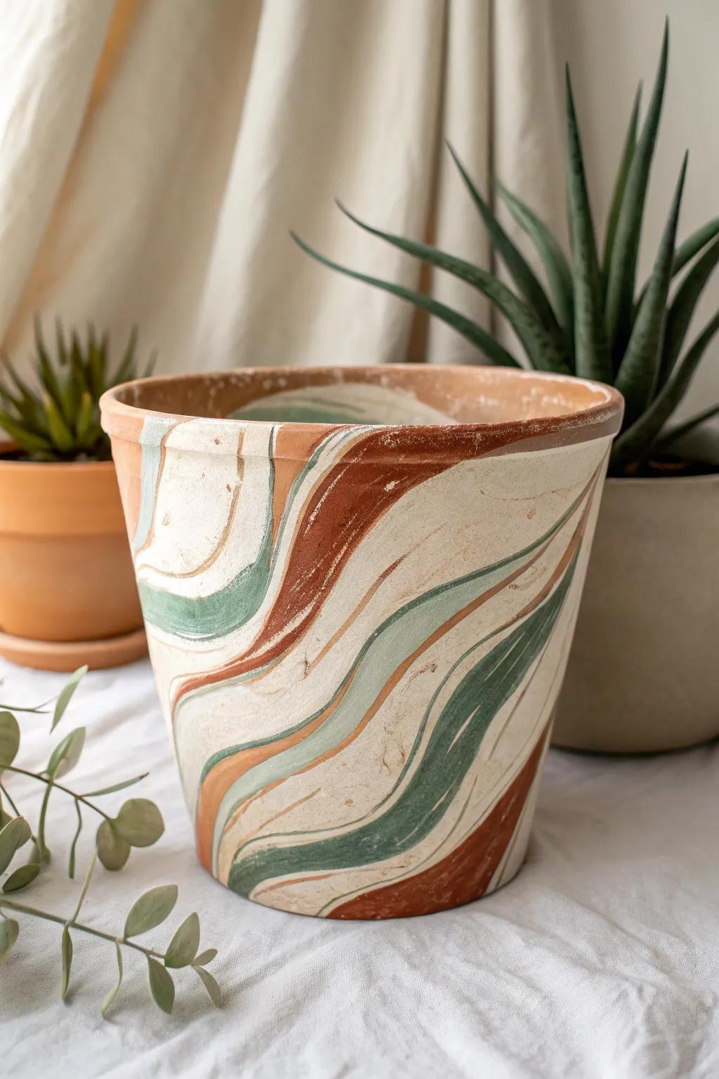 Unleash your artistic side with abstract plant pot designs that blend Scandinavian minimalism with boho charm.