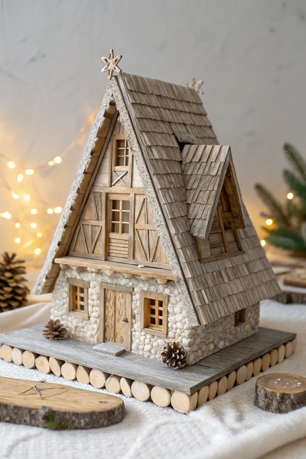 Dream of cozy nights by the fireplace with this charming popsicle stick mountain lodge design.