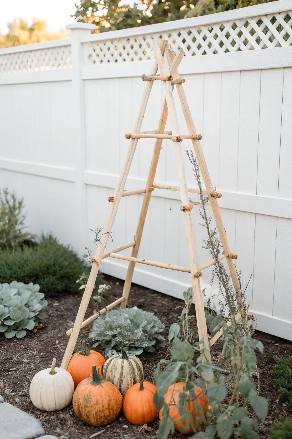 Elevate your garden's charm with a stylish and flexible portable pumpkin trellis.