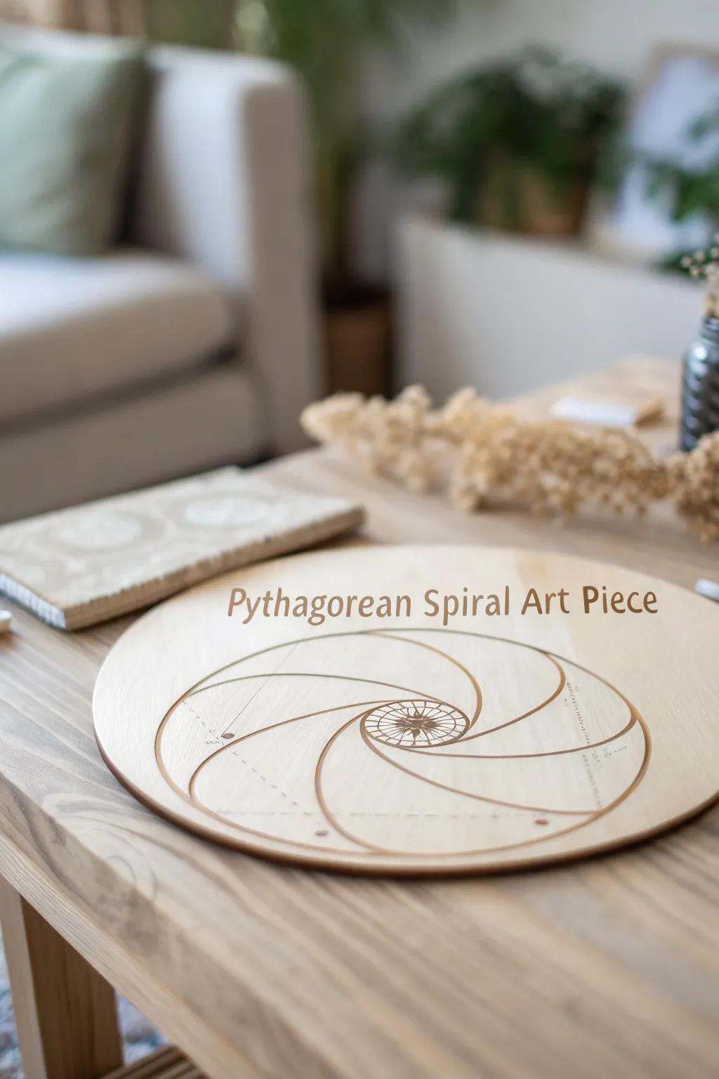 Discover the hidden secrets within this elegant Pythagorean spiral art, where simplicity meets mystery.