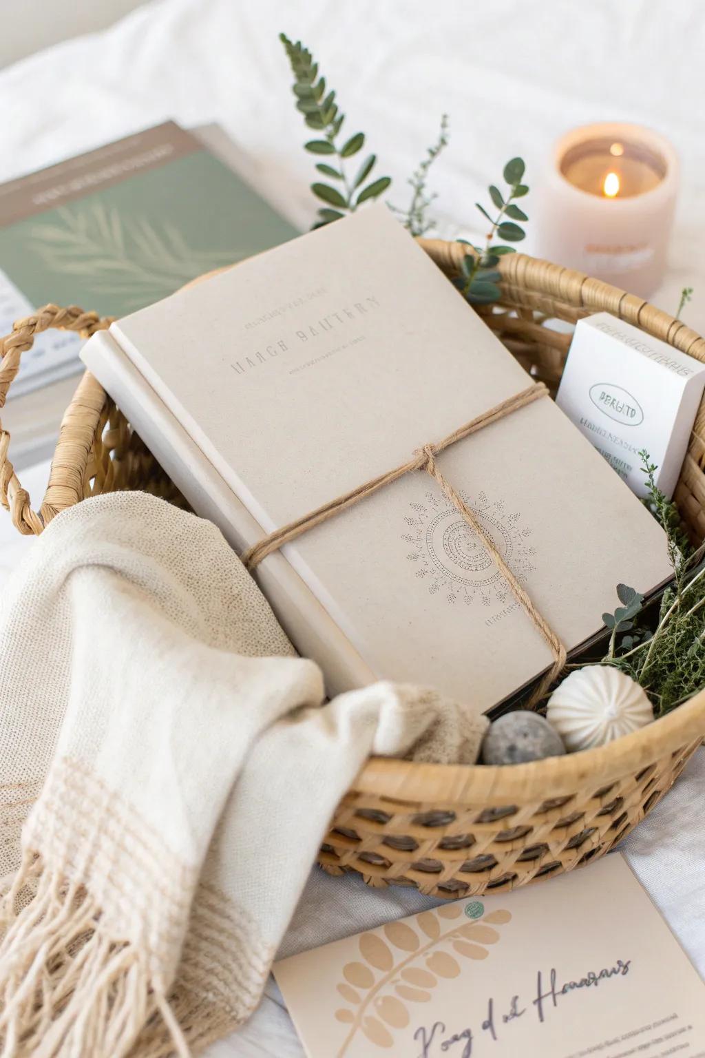 Find peace in simplicity with this mindful retirement gift basket, embracing calm and elegance.