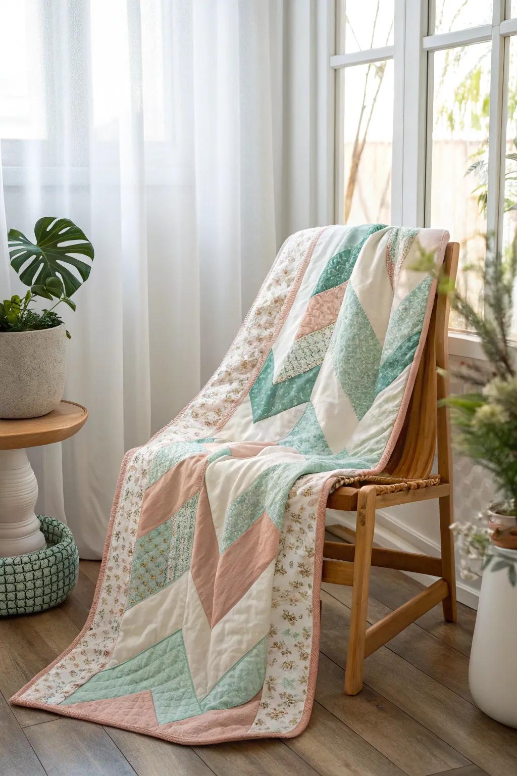 Embrace the elegance of simplicity with this herringbone quilt, where modern design meets boho charm.
